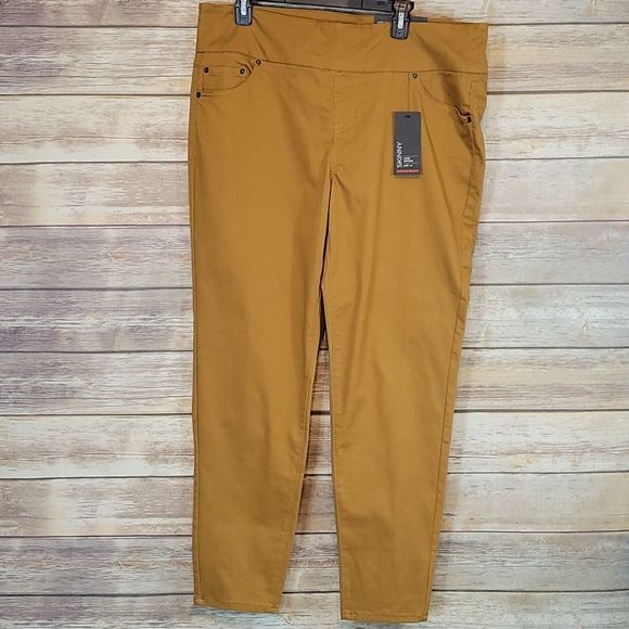 Avenue Denim - NEW Avenue | Golden Brown Luxe Sateen Pull-On Denim Pants 18/20